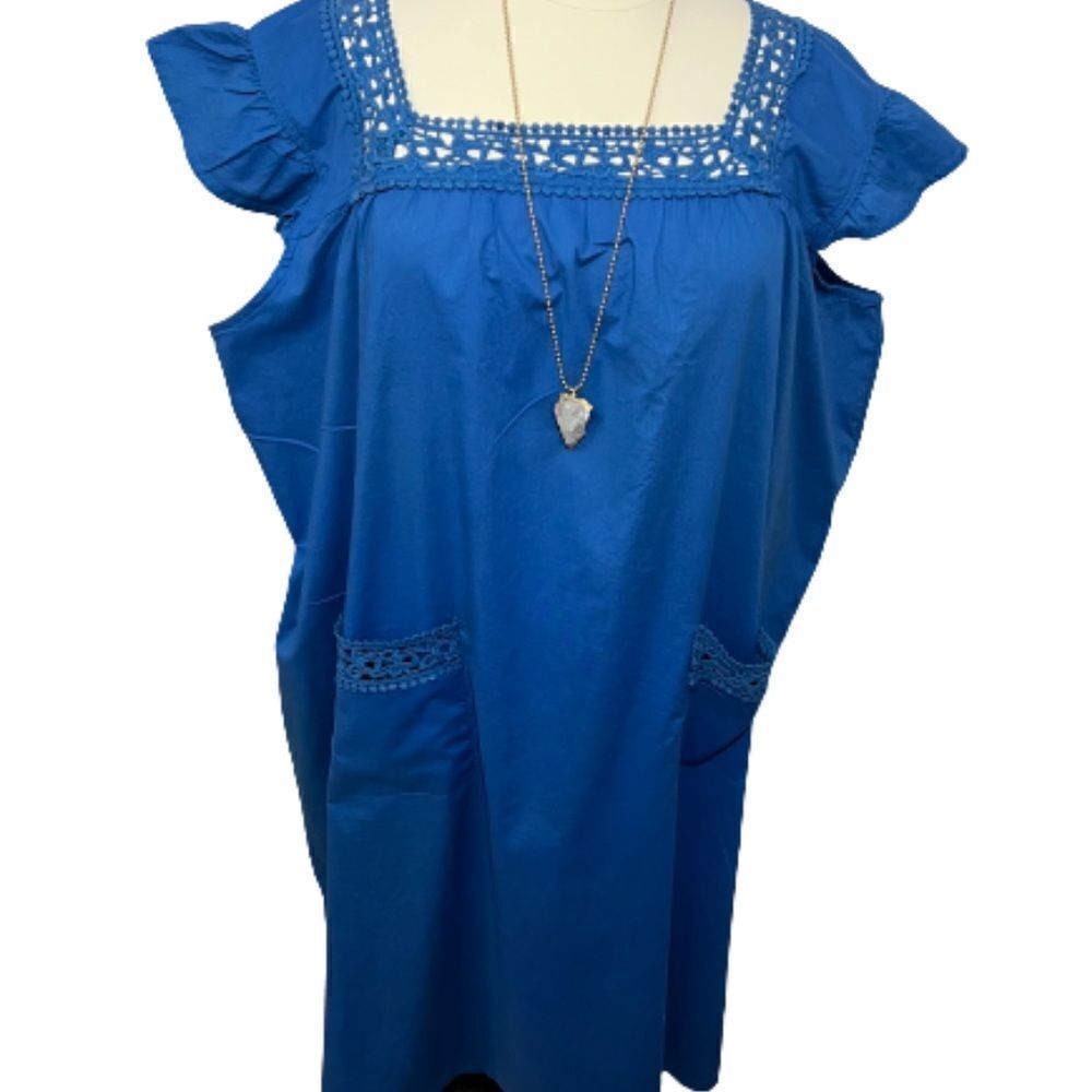 Dreams Co. Royal Blue Ruffle Sleeve House Dress/Nightie/Sun Dress -- 5X - Picture 2 of 11